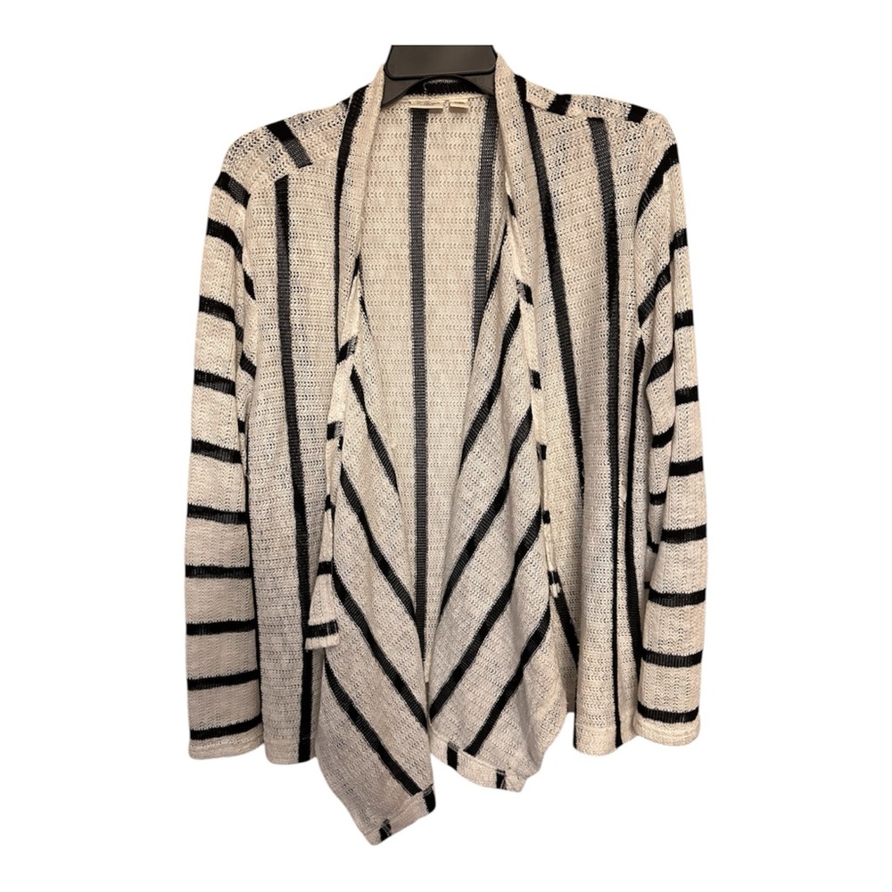 Cato White and Black Stripe Open Front Waterfall Cardigan Plus Size 26/28w